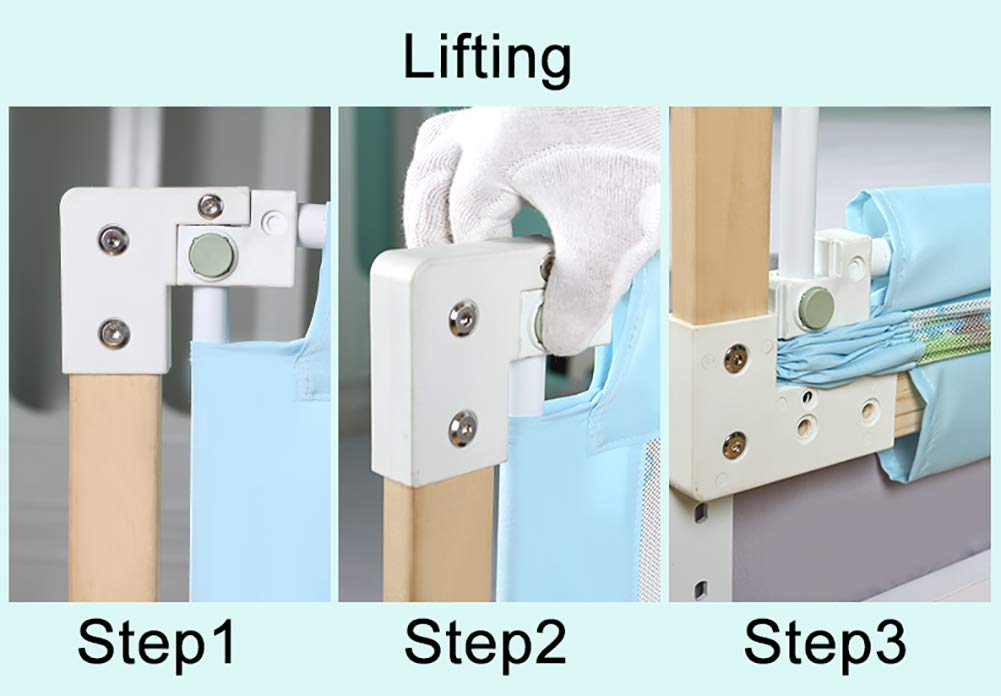 Lifting Kids Guardrail Holz extra hoch Baby Bettschienen für Kleinkinder, volle Größe, blau mit starkem Kugellager