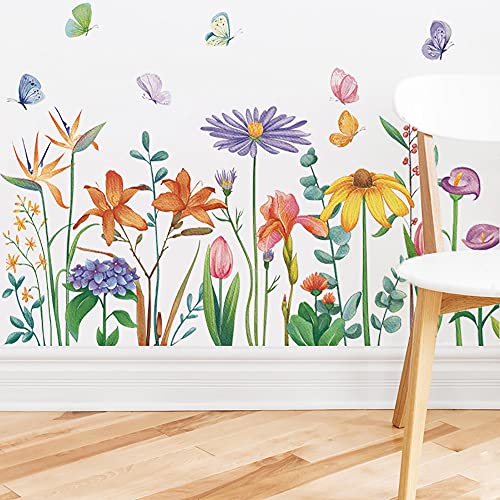 Vinilo decorativo floral y mariposas para pared miniatura 2