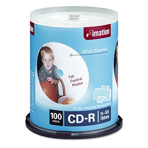 Imation 17274 100 Pack Spindle, 52x700 MB White Thermal Hub Print