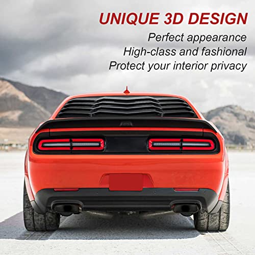 Image of Rear Window Louvers for Dodge Challenger - Rear Window Louvers for Dodge Challenger 2008-2022 2023 Windshield Sun Shade Cover Vent GT Lambo Style Custom Fit All Weather ABS (Matte Black)