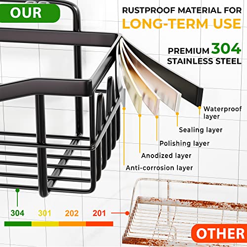 Mayro Rustproof Shower Caddy - Easy To Install Shower Shelves - Self Adhesive Bathroom Shower Organizer - Durable Shower Shelf For Inside Shower - Large Capacity Shower Rack - Black Shower Caddy #TOP4
