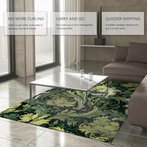 Tapis plante feuille Morris pour raviver un salon ou couloir terne 120x210 - 6