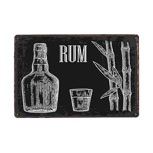 Rum Wine Whiskey - Metal Tin Sign Retro Vintage Plaque