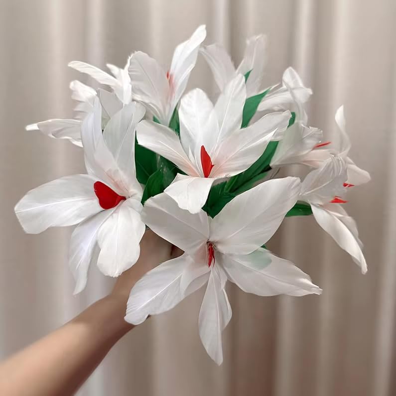 SUMAG Ärmelstrauß weiße Blume Zaubertricks Federsträuße erscheinen aus Hülse Blumenproduktion Magic Stage Gimmicks Requisiten für Zauberer