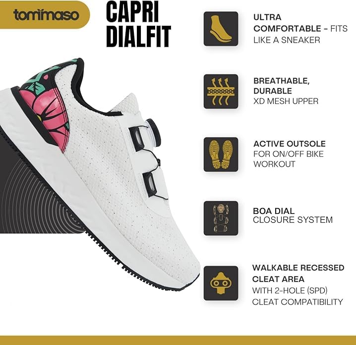 Image of Tommaso Women's Cycling Shoes with Pre-Installed SPD Cleats - Easy to Walk-in Ventilated SPD Cycling Shoes for Women's Spin Classes and Indoor Bikes - Comfortable on Foot and Toebox.