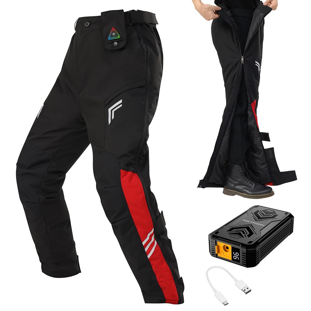 [Wotivon] 電熱パンツ バイクパンツ 【12V超高出力 ３秒即暖 30000mAh大容量バッテリー付き】ヒーターパンツ 独立温度制御 DC給電式 洗濯可