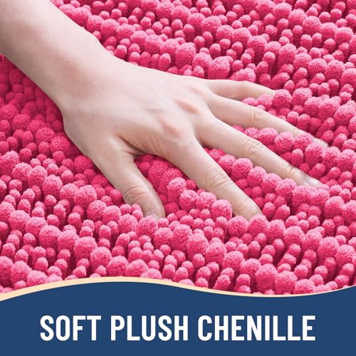 Image of Arotive Luxury Bathroom Rugs 36x24, Extra Soft Thick Absorbent Shaggy Chenille Bath Rugs, Machine Wash Dry, Bath Mats for Bathroom Floor, Tub and Shower, Home Decor Accessories, Deep Pink