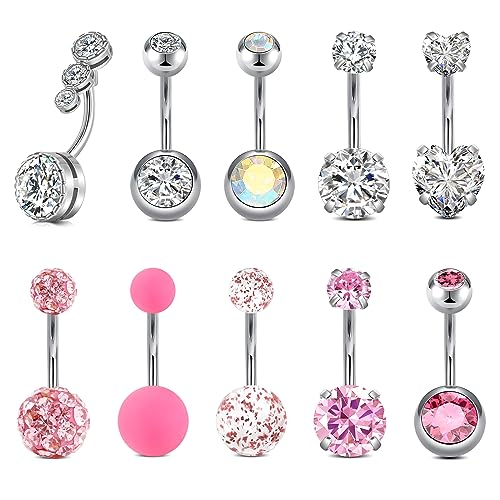 Briana Williams Belly Button Ring Belly Rings Belly Button Piercing Gold Belly Button Ring for Women Clicker Belly Ring Belly Piercing Stainless Steel 14g 10mm Blley Navel Rings Piercing Jewelry