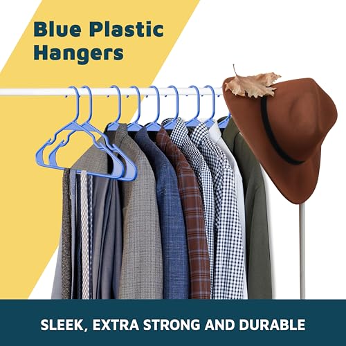 Lifemaster Plastic Clothes Hangers – Heavy Duty Hanger Set, for Organizing Clothes, Dresses, and Coat, Holds Up to 5 lbs, Space-Saving Hangers with Non-Slip Shoulder Grooves, Pack of 100, Blue by Lifemaster - Image 9