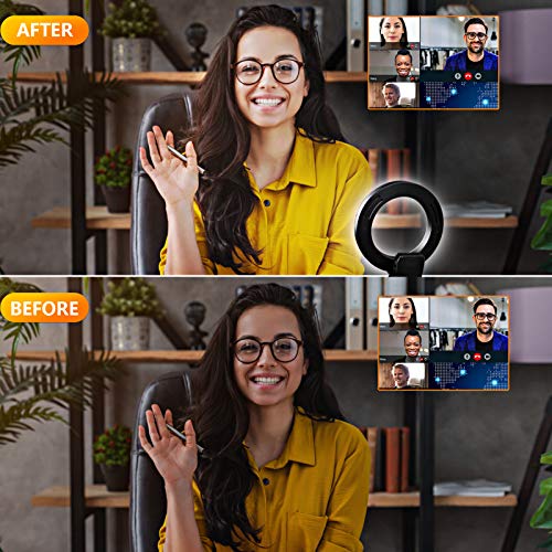 8" Ringlicht Laptop, Beleuchtung Videokonferenz Licht, Led Videoleuchte mit - USB-Kabelsteuerung, Klemmhalterung, Handy Stativ, für Fernarbeit, Fernunterricht, Live Streaming – Bild 5