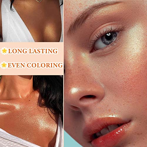 Wenjlyj Body Luminizer Liquid Illuminator,Body Highlighter Smooth Face Body Luminizer,Moisturizing Face Body Glow Illuminator,All In One Body Makeup(Bronze Gold) #TOP3