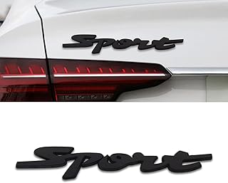 cueclue 1 PC 3D Metal Sport Logo Sticker, Rear Tailgate Fender Badge Sticker, Trunk Bumper Decal Accessories, 5.1" Chrome Decoration Sticker, Compatible with All Car Models (Black)