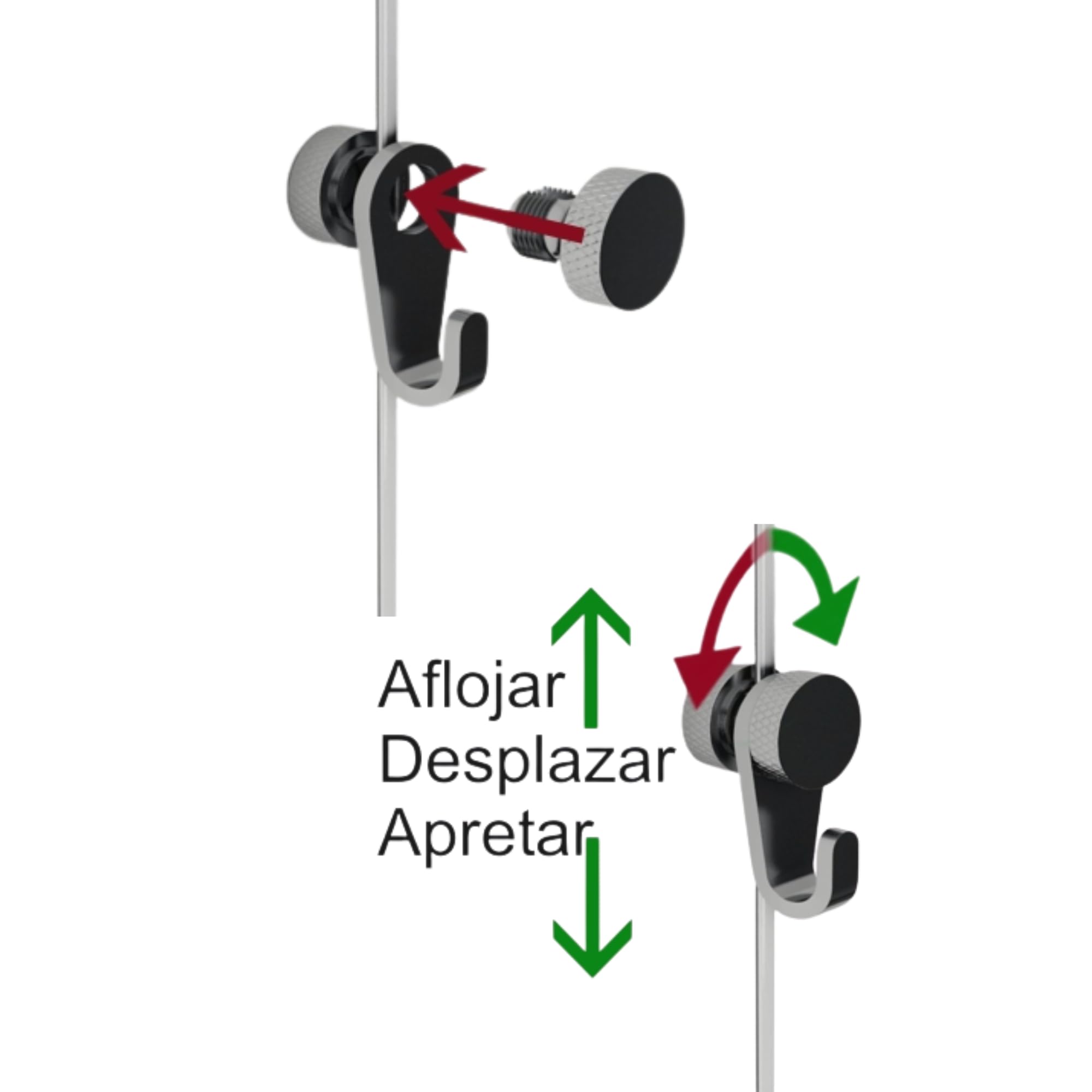 Colgar cuadros sin agujeros - Cuelga RM Nylon TPS90 | 2 m de nylon incluido | Soporta hasta 15 kg | Giro 90° | Instalación techo, pared o suelo (RM, 10, Unidad)