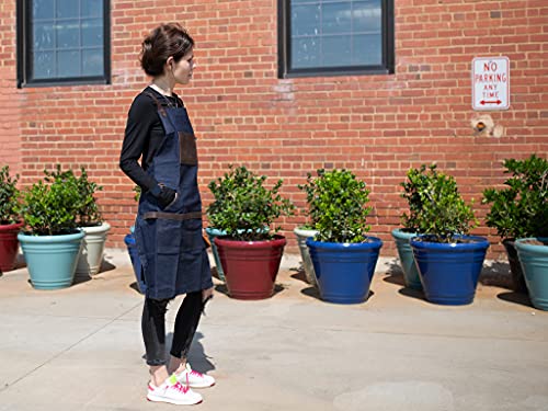 OleksynPrannyk Work Apron in Non-Waxed Canvas with Cross Straps Adjustable (Denim) Made in Ukraine