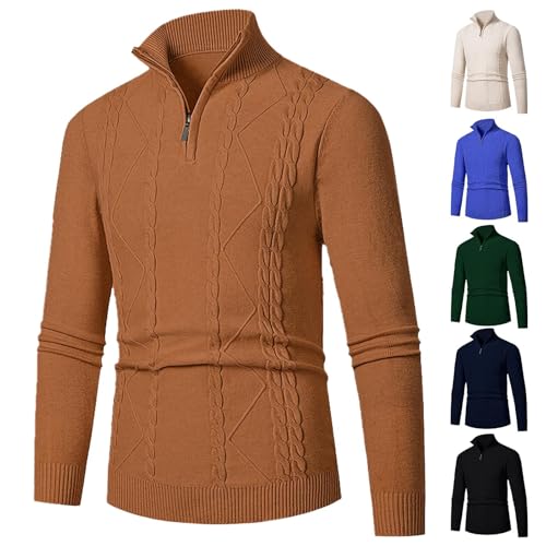 Cambkatl Men's 1/4 Zip Turtleneck Sweaters Cable Knit Long Sleeve Cozy 2025 Fall Winter Slim Fit Pullovers Jumper Tops2