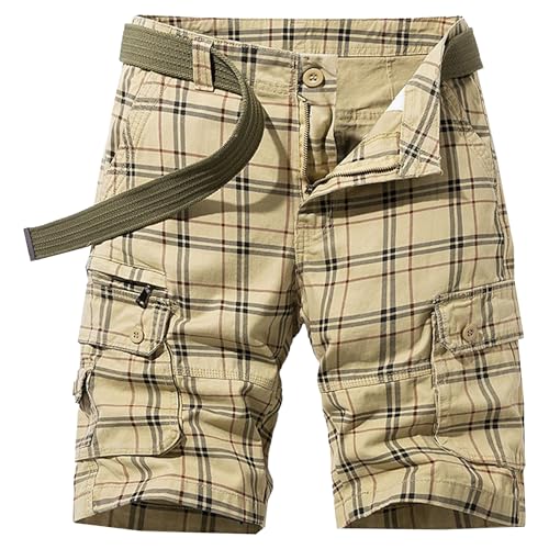 Shorts casuales de hombre a cuadros con bolsillos miniatura 1