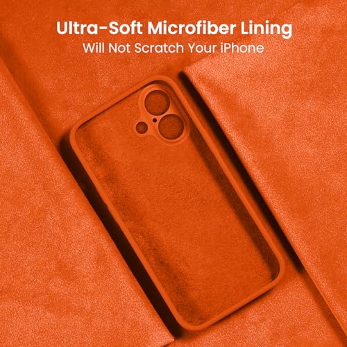 Image of FireNova Designed for iPhone 16 Case, Silicone Upgraded [Camera Protection] Phone Case, Soft Anti-Scratch Microfiber Lining Inside, 6.1 inch, Neon Orange