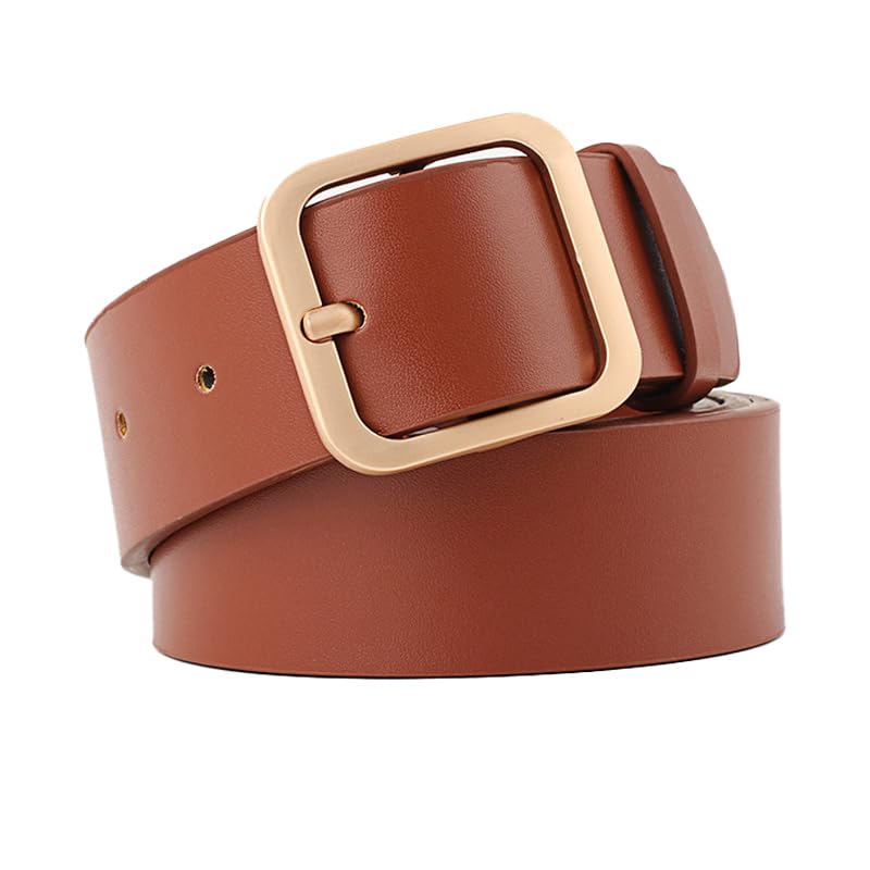 COTIM COYIN Women’s Leather Belts with Gold Square Buckle for Jeans Pants Dresses