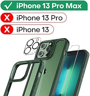 TAURI 5 in 1 Defender Designed for iPhone 13 Pro Max Case, 1 phone case + 2 Screen Protector + 2 Camera Protector [Military Grade Protection] Anti-Yellowing Shockproof Protective Slim Cover - Clear