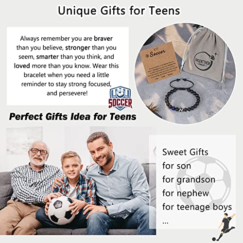 UNGENT THEM Soccer Gifts for Boys 8-12 12-14 6-8 Kids, Cool Soccer Stuff Accessories Messi Ronaldo Bracelet Stocking Stuffers Gifts for Teen Boys Teenage - Thumbnail 5