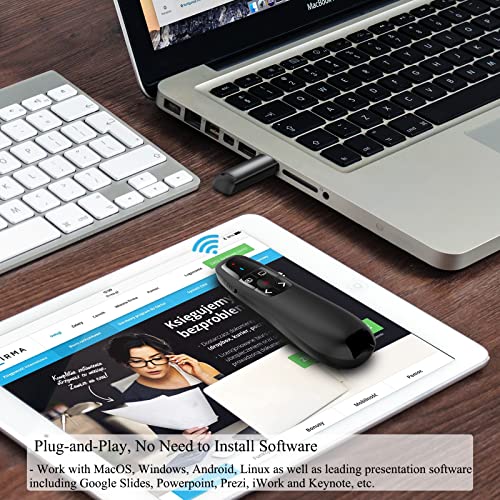 Wireless Powerpoint Remote Presentation Clicker: Battery Operated Presenter Ppt Slide Advancer With Red Pointer | 100Ft Control Range | Plug & Play Via Usb | Ergonomic Design - Universal Compatibility #TOP3
