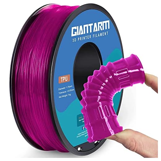 ⚡ GIANTARM TPU Filament 1.75mm 1Kg(2.2lbs), Clear Pink Filament TPU, 95A Flexible 3D Printer Filament with High Elasticity, ±0.03mm Accuracy, Neatly Wound & Moistureproof, Non-Clogging, Clear Pink