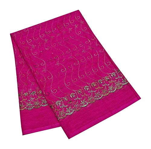 PEEGLI Donne Indiane Dupatta Floreale Design Lungo Stola Annata Rosa Ricamato Etnico Chunni Georgette Miscela Scialle Fatto A Mano