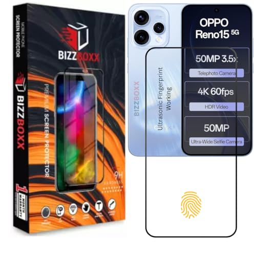 Image of Tempered Glass Screen Protector Guard Compatible with Oppo Reno15 5G - HD Clarity, Ultrasonic Fingerprint Working Screen Guard (Reno 15-6.59 inch) With Installation Kit - Pack of 1