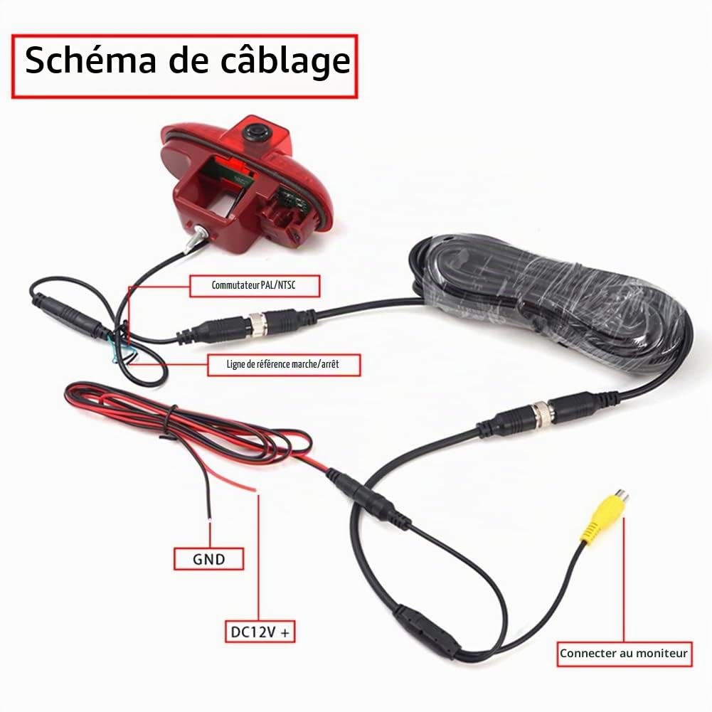 FITTG CaméRa de Recul CMOS pour Opel Vivaro / Trafic 2001-2014 Etanche 170 TroisièMe Feu Stop CaméRa de Recul