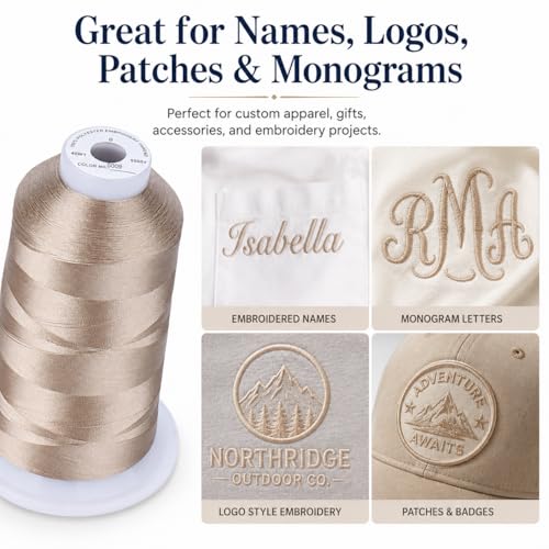 Image of Simthread Embroidery Machine Thread 5000M 40WT Polyester, Old Lace S009 | 5000M 40WT polyester thread feeds smoothly for home or commercial embroidery projects.