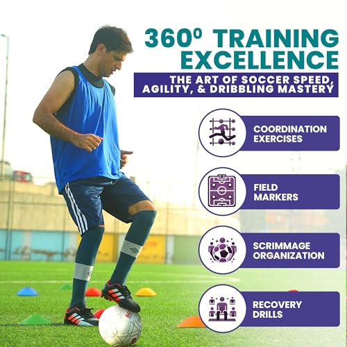 soccer cones 1005025 pack with carry bag amp holder five colors  agility disc cones set for training  sports practice equipment for soccer football basketball coaching amp speed