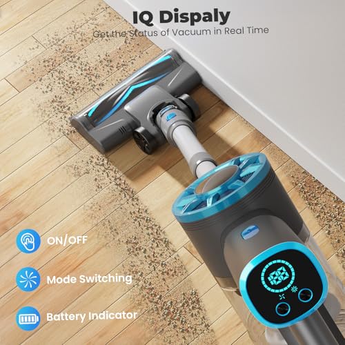 Image of Cordless Stick Vacuum Cleaner with Self-Standing, 8-in-1 Vacuum Cleaners for Home, Lightweight Powerful Vacuum with LED Screen, Rechargeable Vacuum for Carpet, Pet Hair, Hardwood Floors (Darkblue)