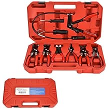 BETOOLL 9pc Hose Clamp Pliers, Professional Automotive with Flexible Wire Long Reach, Clic R Type Swivel Jaw and Flat Band Pliers for Coolant Radiator Heater/Water Hose Red