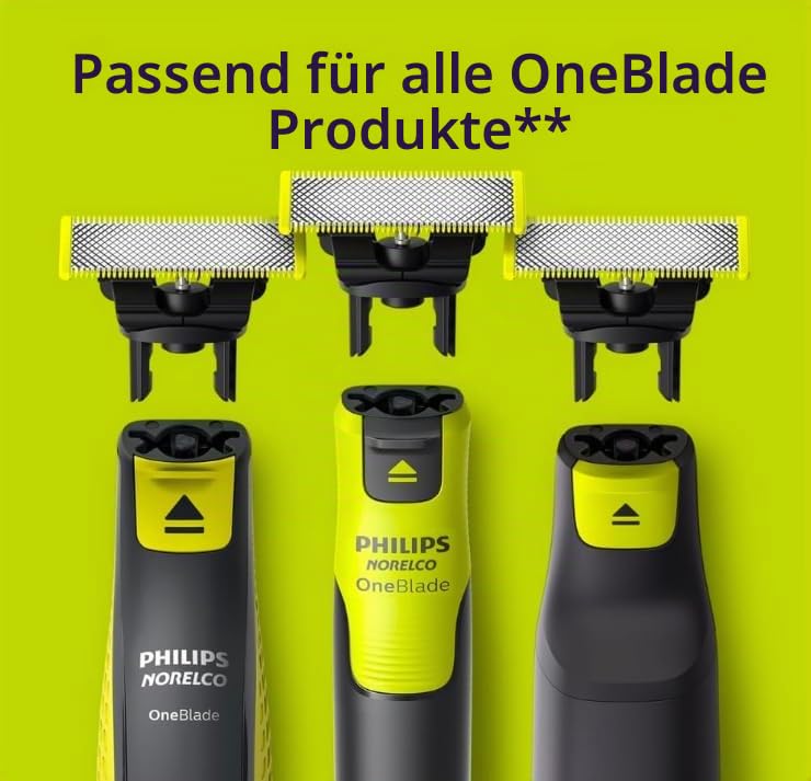 Philips OneBlade QP225/5 Ersatzklingen, 4 Klingen (2 x 2), kompatibel mit Elektrorasierer für Herren, Gesicht und Körper, Anti-Reizungstechnologie, bis zu 16 Monate