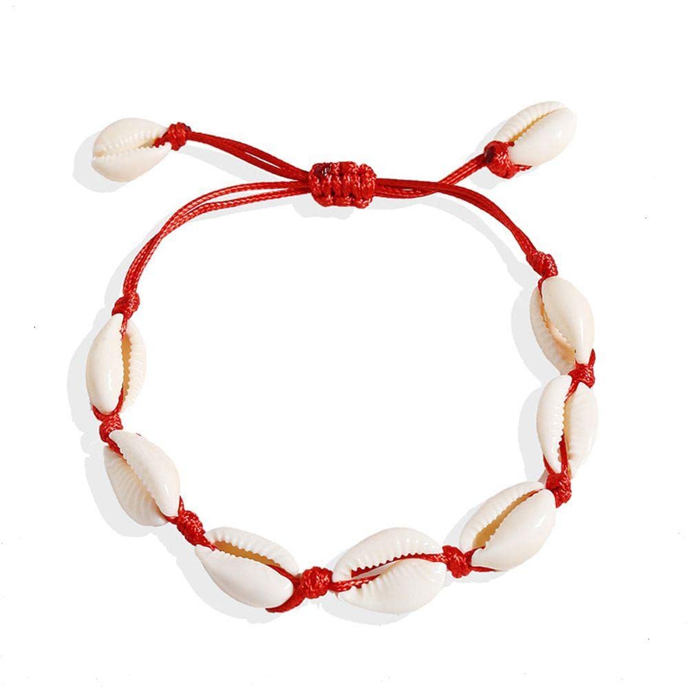 El Regalo Beach Cowrie Shell Anklet/Bracelet for Girls & Women- Bohemian Adjustable Hawaiian Beach Summer Vintage Anklet Hand-woven Decoration Jewelry for Girl Women (Red) (B0BDYS59RC) Amazon Price History, Amazon Price Tracker