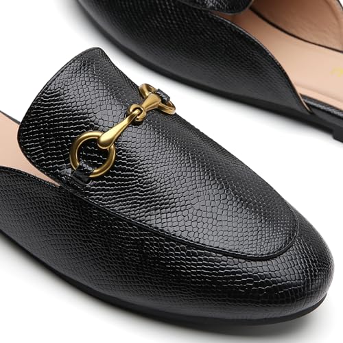 Image of Minorsu Buckle Mules for Women Flats Loafers Shoes for Work Office Business