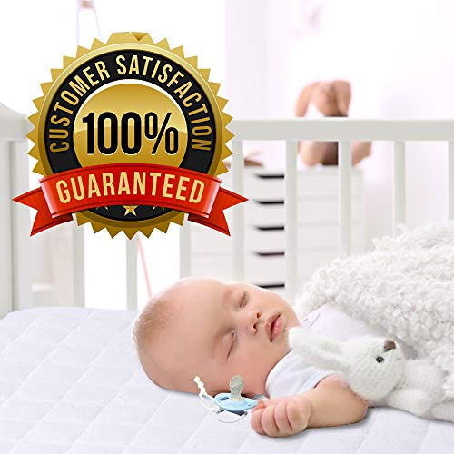 Crib Mattress Protector Waterproof – Bamboo Quilted Ultra Soft White Terry Fitted Sheet Style (Crib) #TOP6