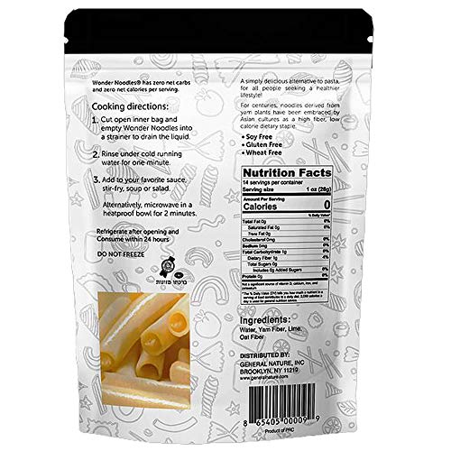 Wonder Noodles 2 Pack Keto Pasta - Zero Carb Noodles - Kosher, Vegan Friendly, No Sugar, No Fat - Ready to Eat, Paleo Pasta - 2 Pack ZITI (28 Oz.) - Thumbnail 4