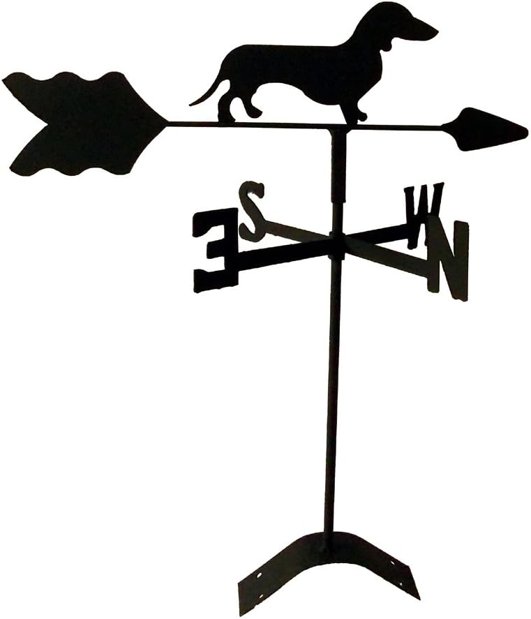 Dachshund Roof Mounted Weathervane Black Wrought Iron Look
