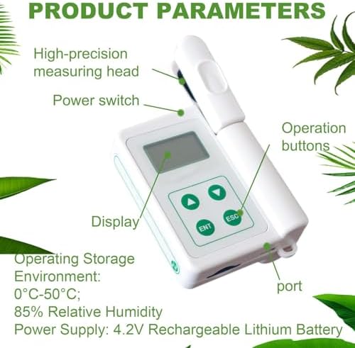 Chlorophyll Meter for Plant Testing, Hand-Held Analyzer with USB Data Export and Rapid Measurement