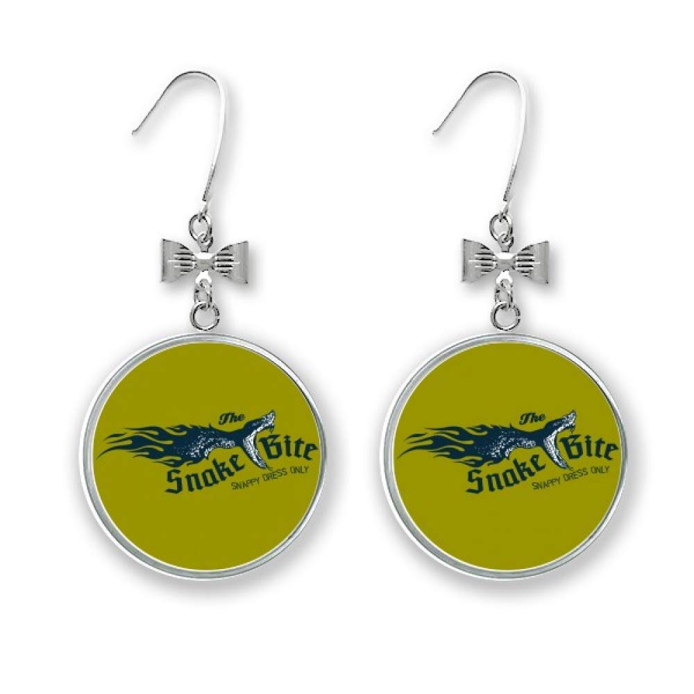 Animal Illustrarion Bite Snake Pattern Bow Earrings Drop Stud Pierced Hook