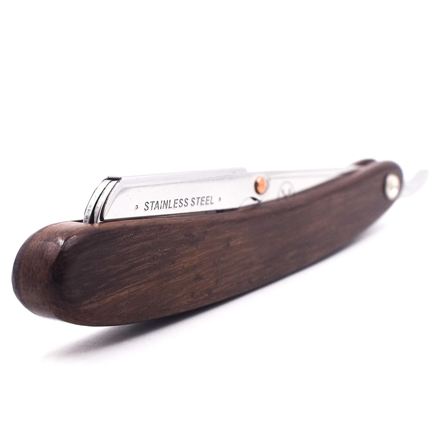 Parker SRDW Professional Shavette Razor – Walnut Wood Handle, Stainless Steel Arm & Clip Lock System for Secure Blade Fit, 5 Blades Included