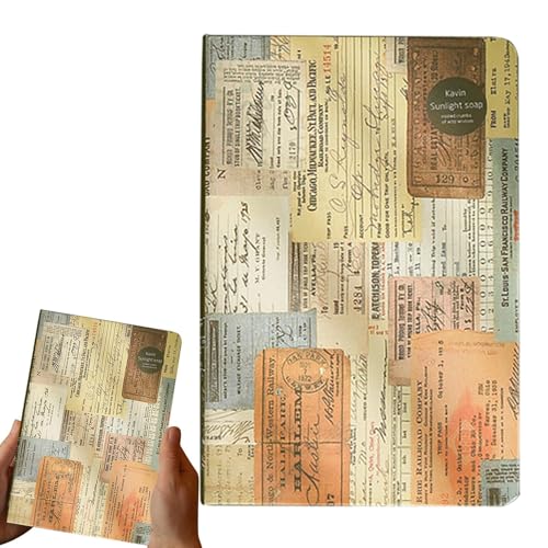 ヨーロッパ風レトロノート A5 カラー頁 高級装丁 創意的イラスト 手帳 記事・心情記録に適する A5 ヨーロピアンスタイルノート, 100ページノート、教室、旅行、仕事用の多目的メモ帳