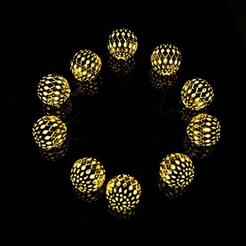 Luces solares LED de cadena con linternas de metal marroquí miniatura 2