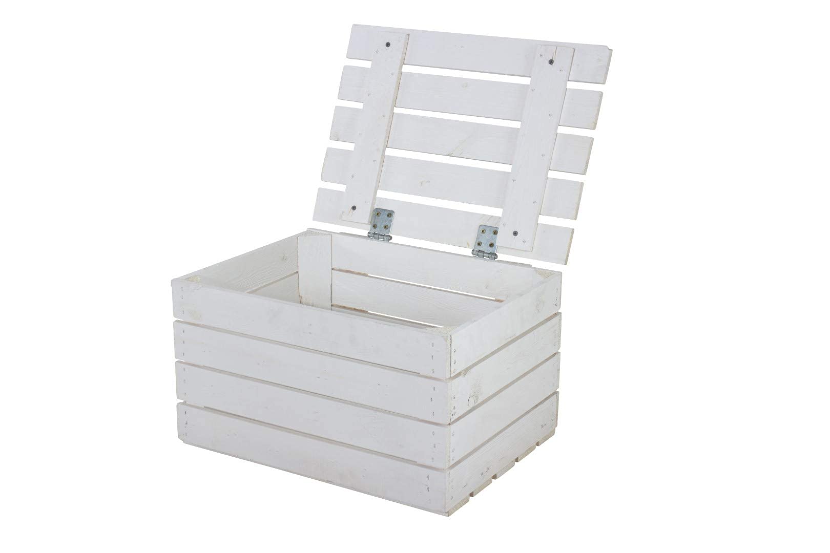 Vinterior neue Holztruhe Neue weiße kleine Truhe 49cmx36cmx29cm Schatztruhe Holzbank Truhe Obstkiste Weinkiste mit Deckel Holzbox Sitzbank Holztruhe Vintage-Look