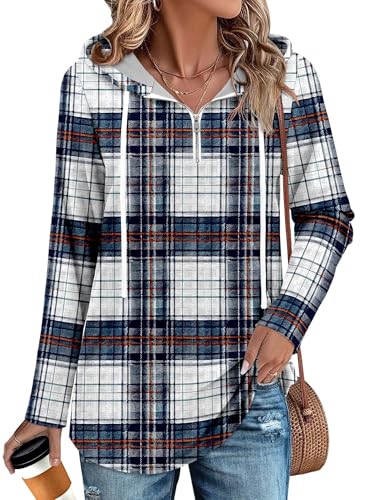 BETTE BOUTIK Womens Quarter Zip Tunic Hoodies Pullover Long Hooded Sweatshirts S-3XL