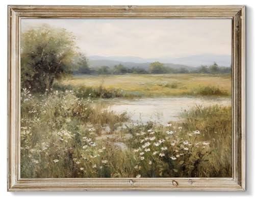 RETRART Vintage Farmhouse Canvas Wall Art - Wildflower...