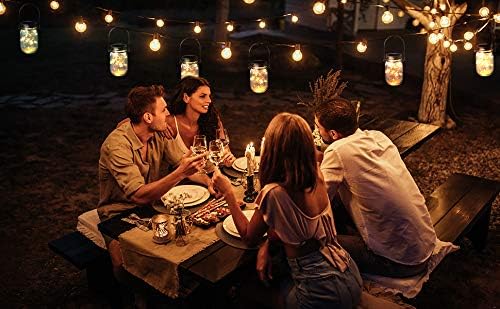 1 x Mason Jar Solar Lights Outdoor Hanging Solar Jam Jar Light with Lid Garden Lanterns 20 LED Light's Garden Waterproof Glass Jar LED String Fairy Lights Decorative Lighting Wall Table Fences Path