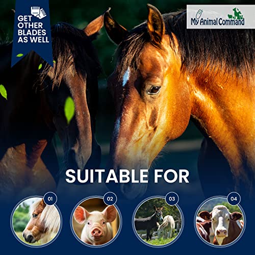 Image of My Animal Command Professional Horse Clippers Kit Heavy Duty 110V 400W | 6 Speeds, comes with 2 Blades, Thick Coats, Ponies, Equine, Pigs, Cattle, Livestock, cool running replaceable blades