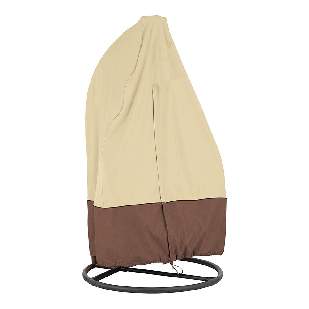 Boseago Egg Chair Cover Waterproof,210D Oxford Patio Hanging Chair Cover Garden Furniture Protective Cover with Drawstrings (Beige-190cm x 115cm)